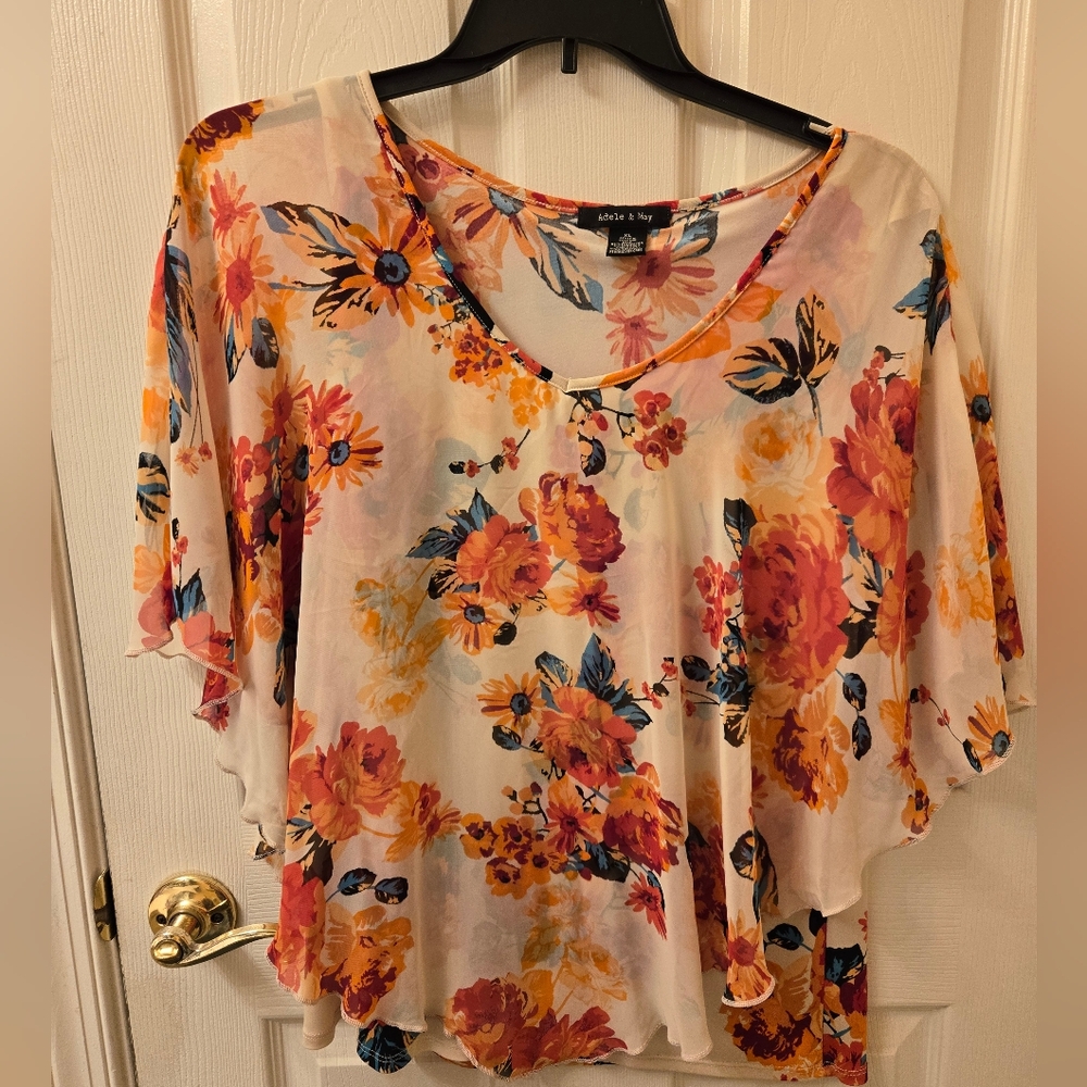 Floral V-Neck Blouse - Multicolor